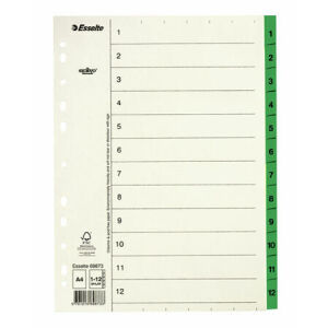 Hakemisto A4 1-12 vihreä muovikieleke