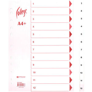 Hakemisto A4+ leveä 1-12 muovi