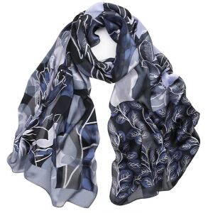 Harmaa Marja Kurki silkkihuivi Kukkaterapiaa